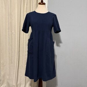 Roolee Mom Classic Navy Blue Midi Maternity Breastfeeding Nursing Dress Sz S